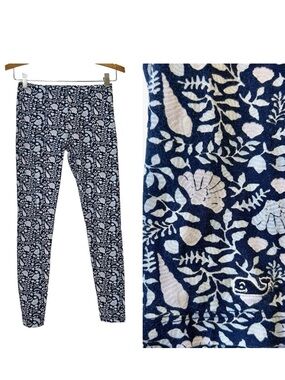 VINEYARD VINES Girls Size L  14 Blue Coastal Floral Shells Pima All Day Leggings